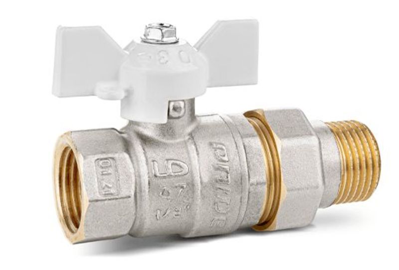 Шаровый кран лат. 1/2" СО СГОНОМ, БЕЛАЯ бабочка LD Pride 47.15.В.ГШ.Б (уп19шт)