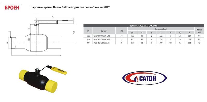 Кран шаровой, сталь, под сварку Ballomax Ду 65, PN 25