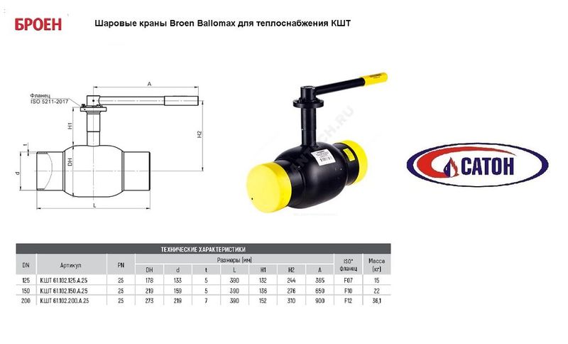 Кран шаровой, сталь, под сварку Ballomax Ду 200, РN 25 под редуктор или привод