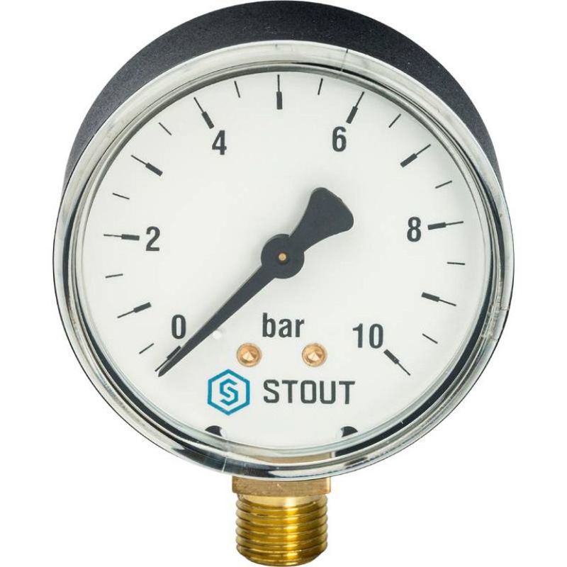 STOUT Манометр радиальный. Корпус Dn 63 мм 1/4", 0...10 бар, кл.2.5