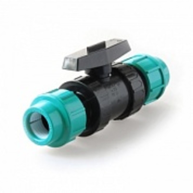 Кран шаровый ПНД компрессионный 25*25 PN16 (муфта-муфта) Тебо