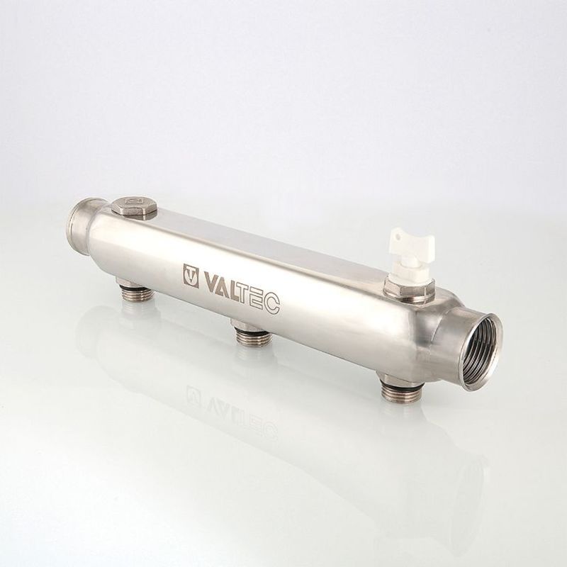 Коллектор НР из нерж. стали с МО расстоянием выходов 100 мм 1",3x1/2" VALTEC